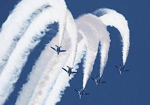 レインフォールを行うブルーインパルス